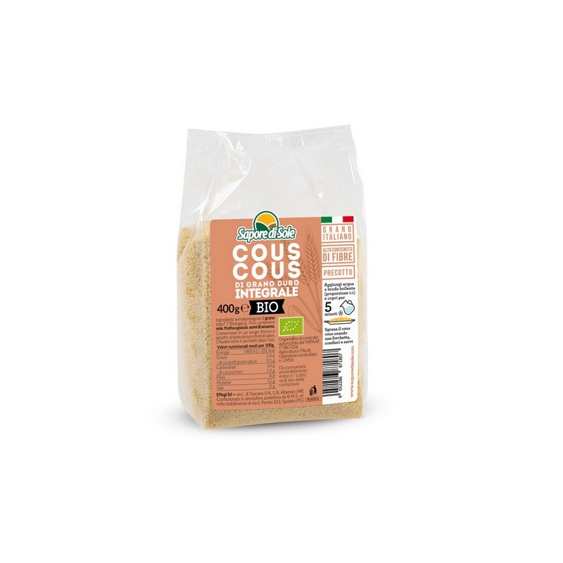 Cous Cous di Grano Duro Integrale Bio 400 g •Sapore di Sole